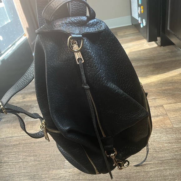 Rebecca Minkoff Black Leather Backpack with Gold Accents main image 12